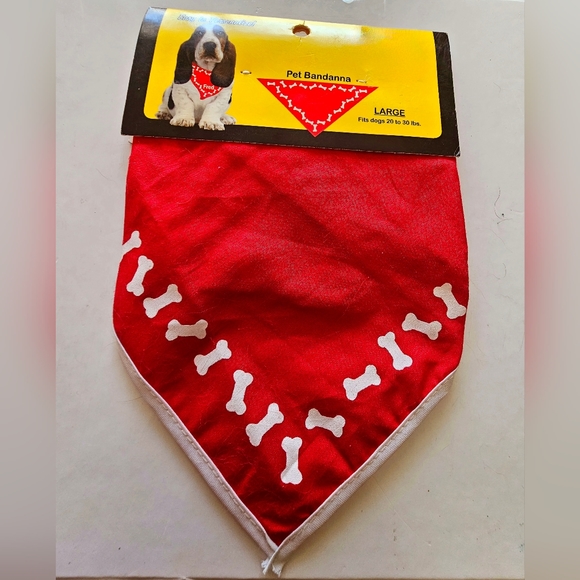 NWT red and white bone pet bandanna for large breed, customizable, dog, cat - Picture 3 of 4